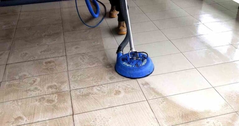 professional cleaning of grouted tiles