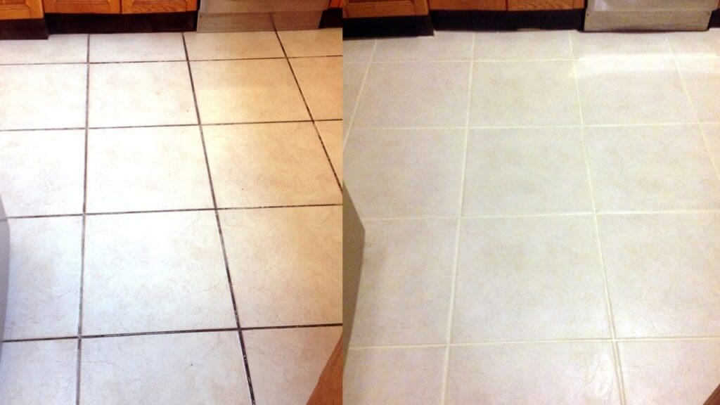 dirty grout before and after cleaning pictures.